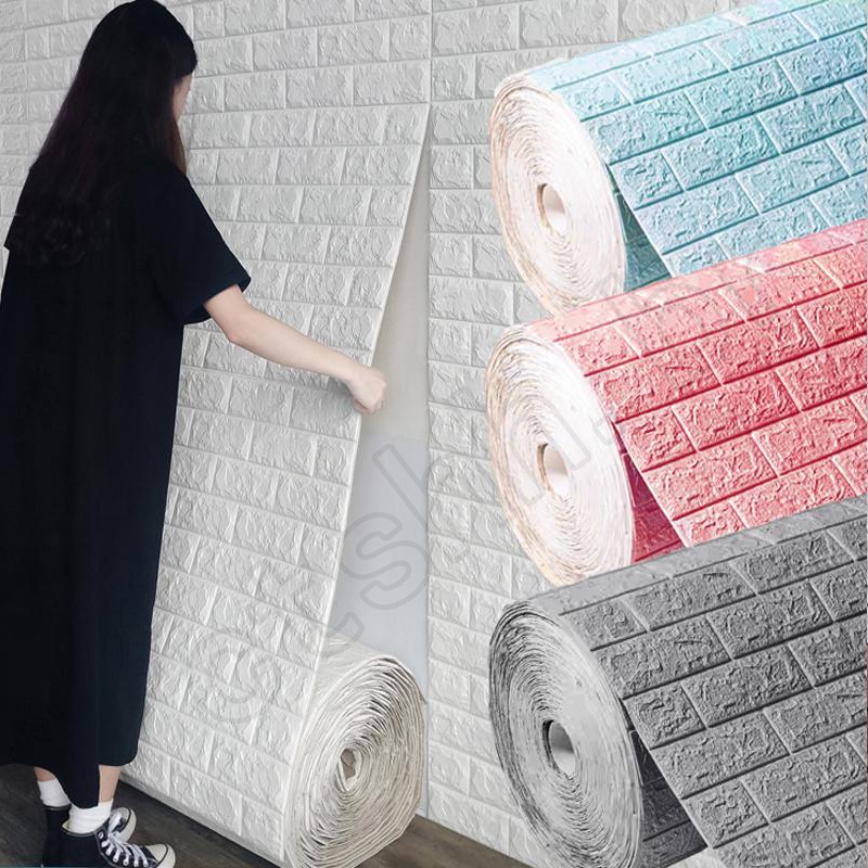 70 ซม. X 100 ซม. / 70 ซม. X 500 ซม. 5 เมตร สติกเกอร์วอลเปเปอร์โฟม ลายอิฐ 3d กันน้ํา มีกาวในตัว ขนาด สีขาว DIY สําหรับติดตกแต่งผนังห้องนอน