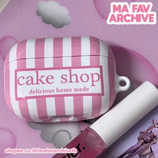 (preเกาหลี) mafavarchive - pink cake shop airpods case เคสแอร์พอด PC แข็ง เคลือบบเงา ลายตารางสีชมพู