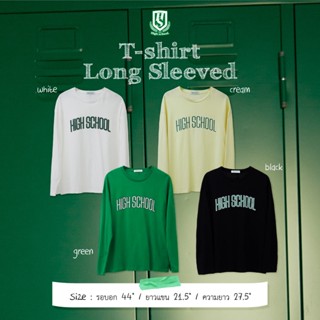 Highschool - LSB0126 เสื้อยืดแขนยาวทรงโอเวอร์ไซส์ ลายสกรีนHighs