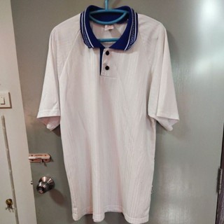 มือสอง เสื้อโปโลแขนสั้น อก48" สีขาว ขายตามสภาพ