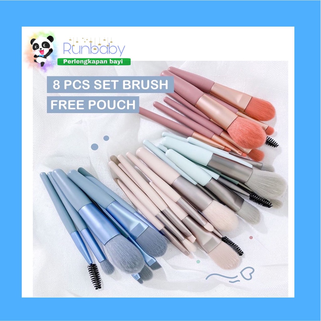 RUN599 MAKE UP BRUSH SET 8PCS MINI TRAVEL MAKE UP BRUSH COSMETIC BRUSH SET