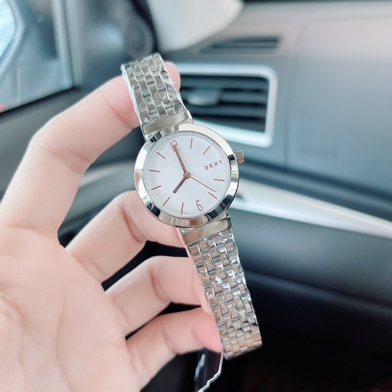 (ผ่อน0%) นาฬิกา สแตนเลสสีเงินหลักเวลาโรส Ladies DKNY Stanhope Watch NY2963 ✔️หน้าปัดกลม 29 มม.