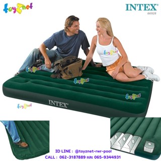 Intex ที่นอนเป่าลม แคมป์ปิ้ง มีสูบลมเท้าเหยียบฝังในตัว ขนาด 4.5 ฟุต (ฟูล) 1.37 x 1.91 x 22 ม. รุ่น 66928