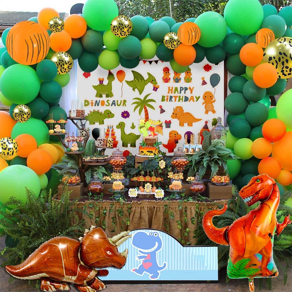 ฟรีปั๊ม ลูกโป่งวันเกิด Happy Birthday ขนาด 12 นิ้ว ชุดตกแต่งปาร์ตี้ 3D Dinosaur Party Theme