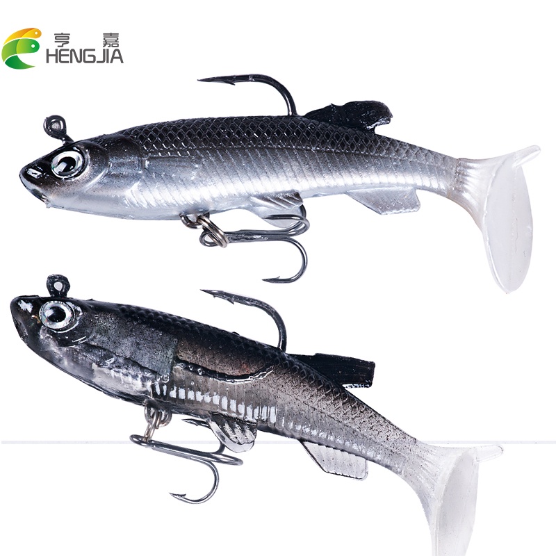 HENGJIA เหยื่อตกปลาน้ำหนัก 12.3 กรัม สไตล์ T-Tail พลาสติกอ่อน สำหรับเบส พร้อม Paddle Tail