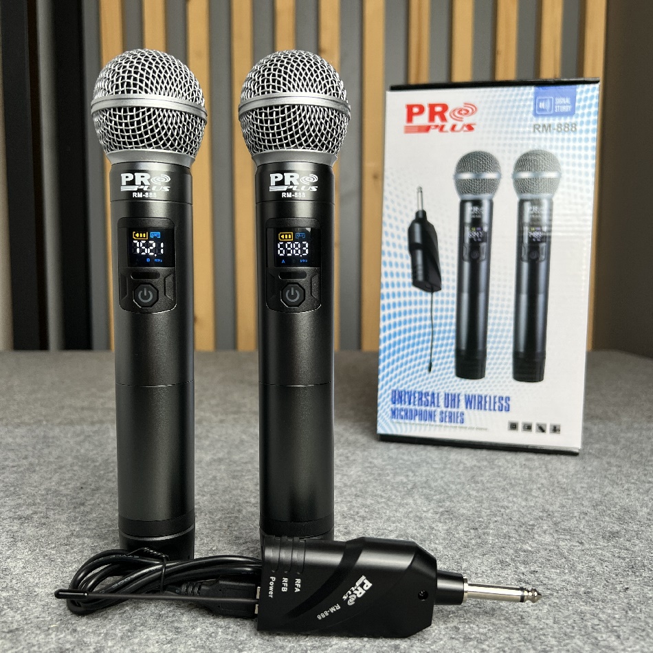 PROPLUS RM-888 ไมค์ลอยคู่UHF ตัวรับเล็ก ปรับความถี่ได้ ความถี่ใหม่ที่ขออนุญาติ กสทช เรียบร้อยแล้ว