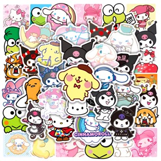 SANRIO สติกเกอร์ ลายการ์ตูน Hello Kitty Kuromi My Melody น่ารัก กันน้ํา สําหรับติดตกแต่งสมุด แล็ปท็อป จักรยาน กราฟฟิตี้ ของเล่นเด็กผู้หญิง 50 ชิ้น