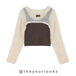 Theyourlooks ♡ พร้อมส่ง Strips tank with knit top เซ็ตเสื้อคลุม+เสื้อกล้าม🧸