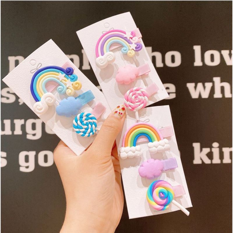 GIU-กิ๊ปลูกกวาดสายรุ้ง สีพาสเทล🌈