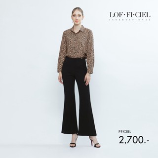 Lofficiel Pants : กางเกงขายาว สีดำ ขาบาน (F9X3BL)