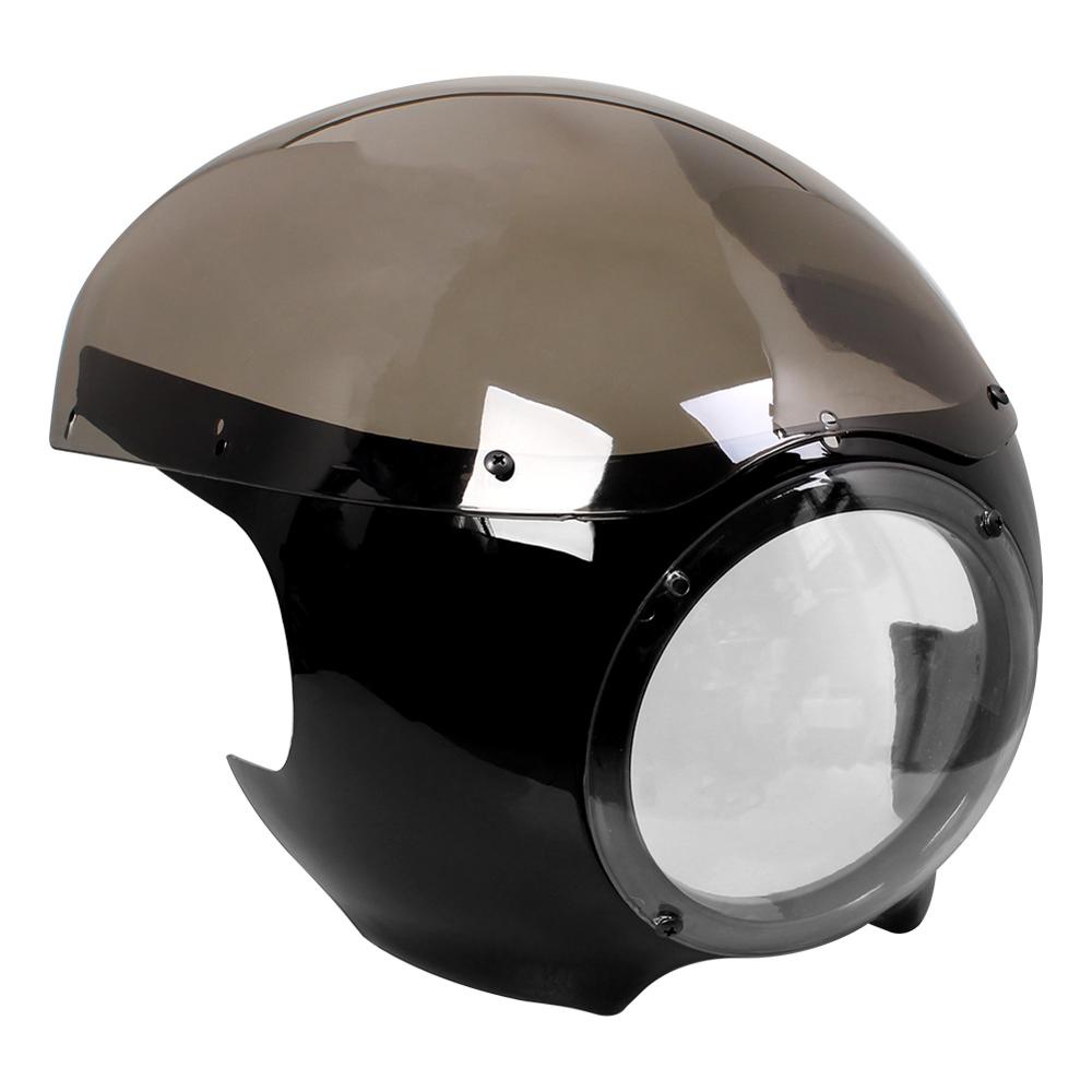 Cherk 5 3/4" Cafe Racer Headlight Fairing Windscreen For Harley Sportster 883 1200 XL Dyna 39mm Forks New Motorcycl
