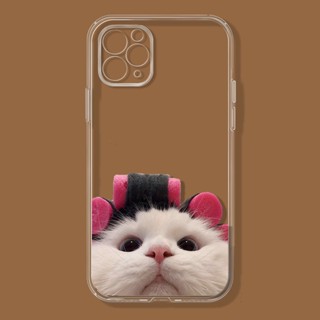 Curly haired cat เคสไอโฟน iPhone 7 8 se2020 12 14 pro เคส 13 11 pro max cover 7 8plus Xr Xs X max 8พลัส นิ่ม โปร่ง case