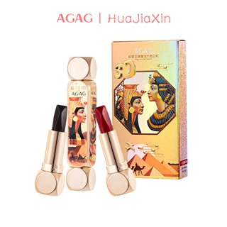 Agag ลิปสติก เนื้อแมตต์ เปลี่ยนสีได้ 6 สี 6 สี หลอดคู่ ไม่ลอกง่าย