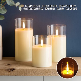 Ziyang 3A Battery Led Flameless Candle With Glass Cover For Altar Home Wedding Party Christmas Decor