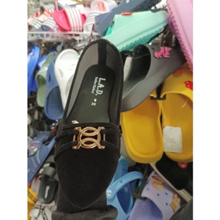 รองเท้าคัทชูผู้หญิงส้นเตี้ยติดอะไหล่กำมะหยี่size36-41