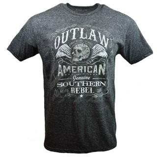 เสื้อยืดผ้าฝ้าย Lint9 [พร้อมส่ง] เสื้อยืดผ้าฝ้าย 100% พิมพ์ลายหัวกะโหลก Outlaw Southern Rebel American Moto Club Hell Be