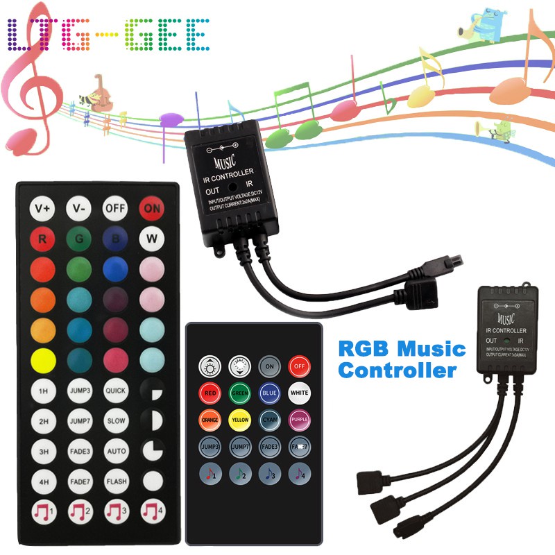 LED Strip Controller DC12V RGB Music Controller LED Strip 20Key 44key Music Controller Micro LED Con