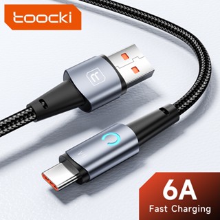 Toocki สายเคเบิล USB Type C 100W PD ชาร์จเร็ว Type C เป็น Type C 66W 6A USB-C Type-C พร้อมไฟ LED