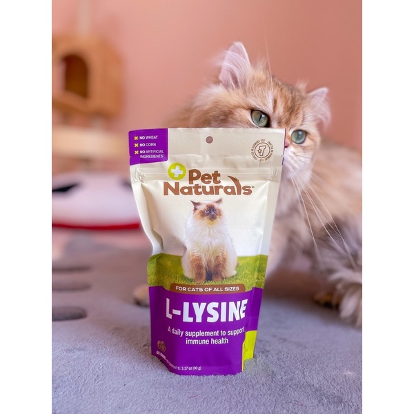 Lysine (ไลซีนเม็ดรูปปลา) สำหรับแมว Pet Naturals