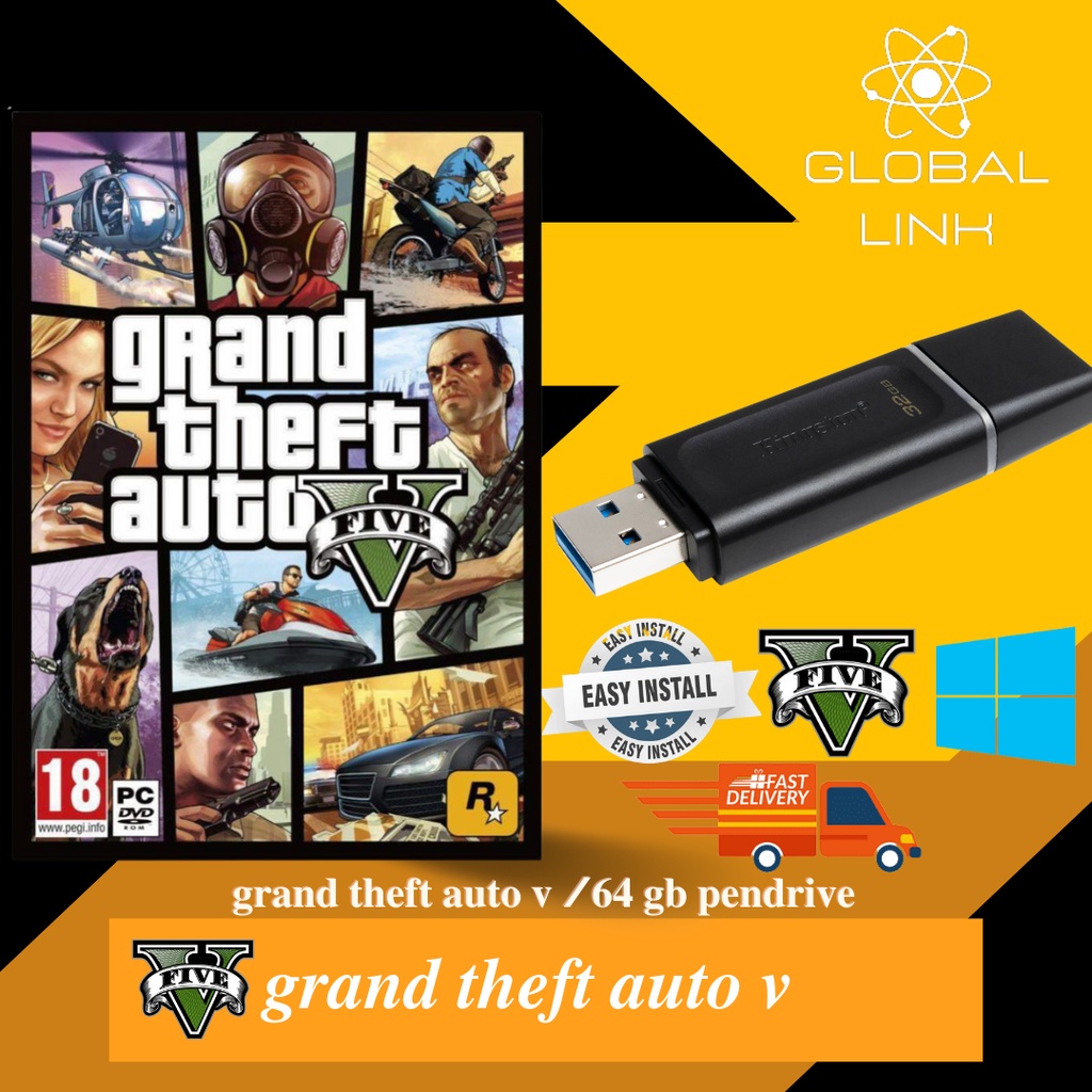 Gta 5 GTA V PC เกม Grand Theft Auto 5 เกม ครบชุด - GTA 5 GTA V - PC USB bootable 32GB ติดตั้งง่าย