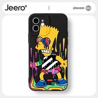 Jeero เคสไอโฟน เคสซิลิโคนนุ่มกันกระแทกการ์ตูนน่ารักตลกสีดำ เคสโทรศัพท์ Compatible for iPhone 14 13 12 11 Pro Max SE 2020 X XR XS 8 7 6 6S Plus พลัส HFF1714