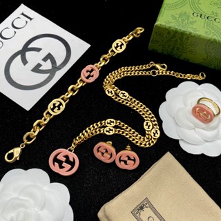 Gucci สร้อยคอ สร้อยข้อมือ ต่างหู แหวน ลายตัวอักษร แฟชั่น หรูหรา