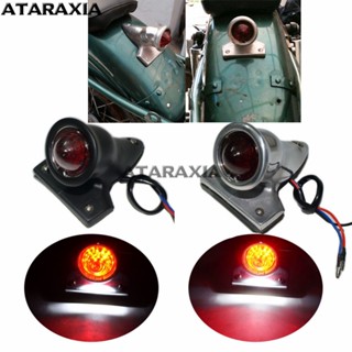 Red Lens Rear Black Polished  LED Brake Tail Light For Harley Bobber Chopper Aluminum Vintage Style Bike Motorcycle Cust