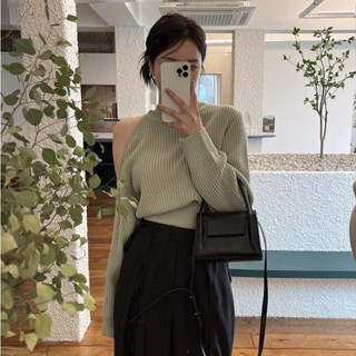 〰️ 🌷พร้อมส่ง ellina knit topเสื้อถักไหมพรมเกาหลี  แมชท์ง่าย แอบเซ็กซี่นิดๆ ดีเทลน่ารักสุดดดด