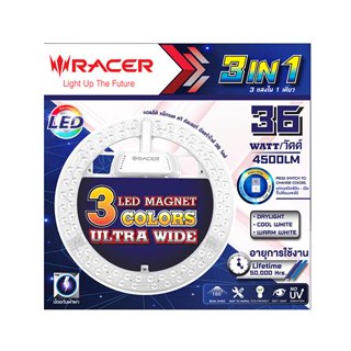 หลอด LED RACER MAGNET 3 COLORS ULTRA WIDE 36 วัตต์ COOLWHITE DAYLIGHT WARMWHITE