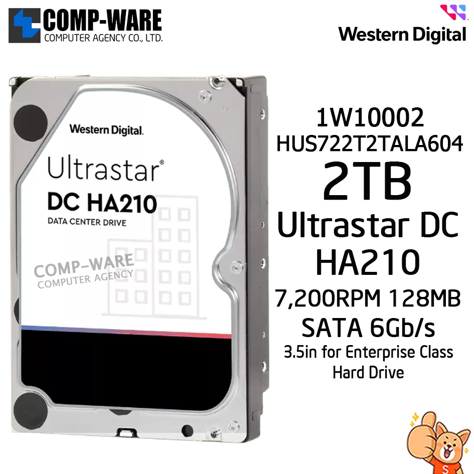 WD HGST Ultrastar DC HA210 2TB 3.5" SATA 6Gb/s 7200rpm HUS722T2TALA604 Enterprise Hard Drive - 1W100