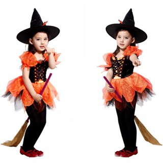 พร้อมส่ง ชุดแม่มด ชุดแม่มดเด็ก ชุดฮาโลวีน halloween อายุ 2-5 ปี size M และ L