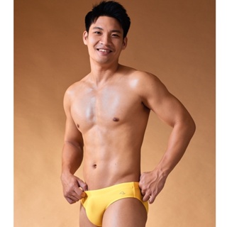 กางเกงว่ายน้ำ summer.market - สี Karon (เหลือง) / Mens Swimwear "ลายสกรีนหน้า-หลัง สะท้อนแสงเมื่อโดนแฟลช"