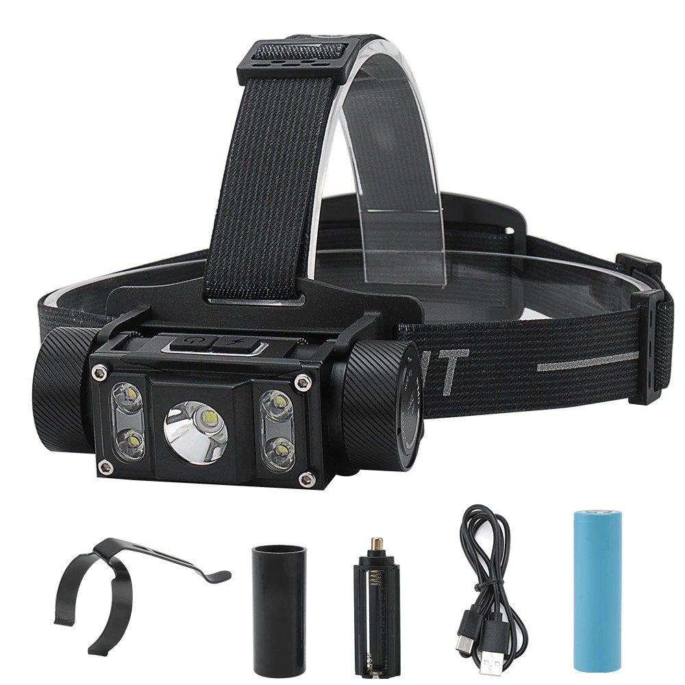 ไฟคาดหัว B50 LED XM-L2 + 4 * XP-G2 Max.6000LM  21700/18650 ชาร์จไฟ TYPE-C