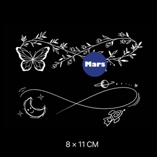 【Mars Tattoo】ใหม่ สติกเกอร์รอยสักชั่วคราว ติดทนนาน 2 สัปดาห์ กึ่งถาวร ลายดอกไม้ ผีเสื้อ X018