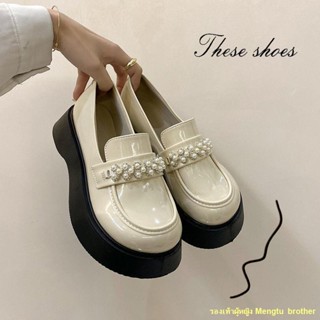 พร้อมส่ง #🔥ใหม่ loafers หนาพื้นรองเท้าสตรีย้อนยุคมุกอังกฤษแมรี่เจนรองเท้าหนัง