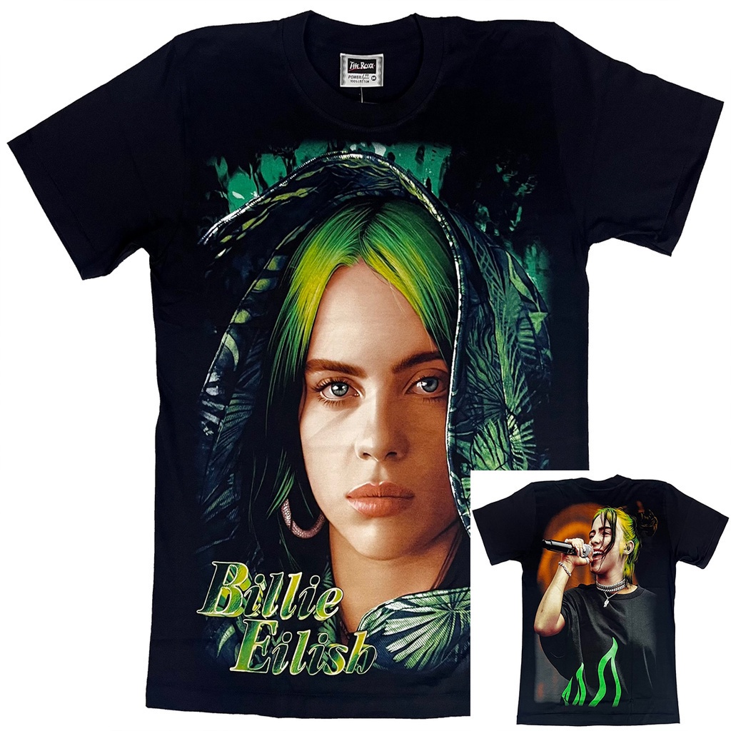 เสื้อยืดผู้หญิง - Billie Eilish - เสื้อเชิ้ตผมสีเขียว ( COD ) เสื้อเชิ้ตผ้าฝ้ายวินเทจสําหรับผู้หญิง