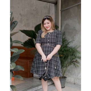 Margaret tweed dress’เดรสทวีตคอกลม