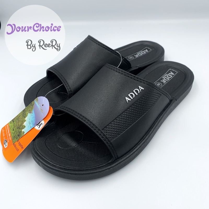 รองเท้าแตะผู้ชาย แบบสวม สีดำ ADDA รุ่น 12Y01  ❗️เพิ่มเบอร์11 ❗️