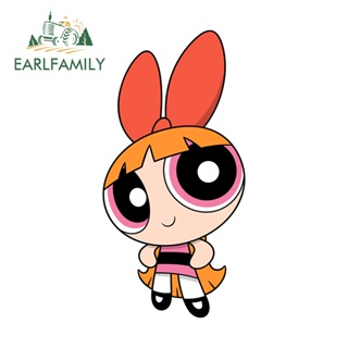 Earlfamily สติกเกอร์ ลายกราฟฟิค Blossom Powerpuff Girls ป้องกันรอยขีดข่วน สําหรับติดตกแต่งหน้าต่างรถยนต์ 13 ซม. x 6.4 ซม.