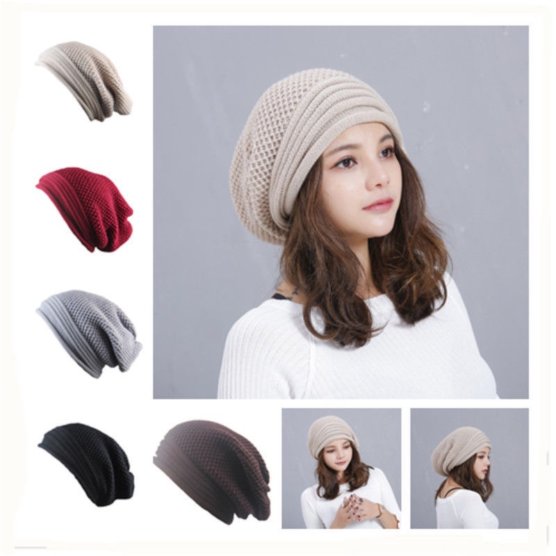 ขายดี หมวกถัก ผ้าวูล จับจีบ สีพื้น ให้ความอบอุ่น เข้ากับทุกการแต่งกาย แฟชั่นฤดูใบไม้ร่วง ฤดูหนาว สไตล์เกาหลี สําหรับผู้ชาย และผู้หญิง