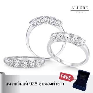 แหวนเงินแท้925 ชุบเคลือบทองคำขาว ประดับเพชร CZ Swiss Diamond เกรดพรีเมียม [ AVA - Allure Jewelry ] ✨
