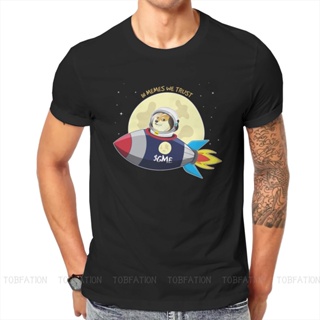 เสื้อยืดเข้ารูป Camiseta clásica de Bitcoin Cryptocurrency Art In Memes DogeCoin We Trust para hombre, camisetas clásica