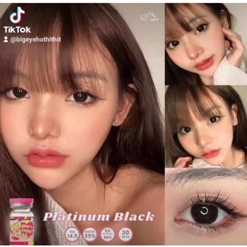 คอนแทคเลนส์ บิ๊กอาย รุ่น Platinum Black/สีดำ ค่าสายตา (0.00)-(-10.00)