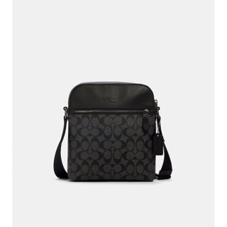 coach คอสบอดี้ ผช กล่อง เทาดำซี ซิปหน้า 8.75”x10.25”