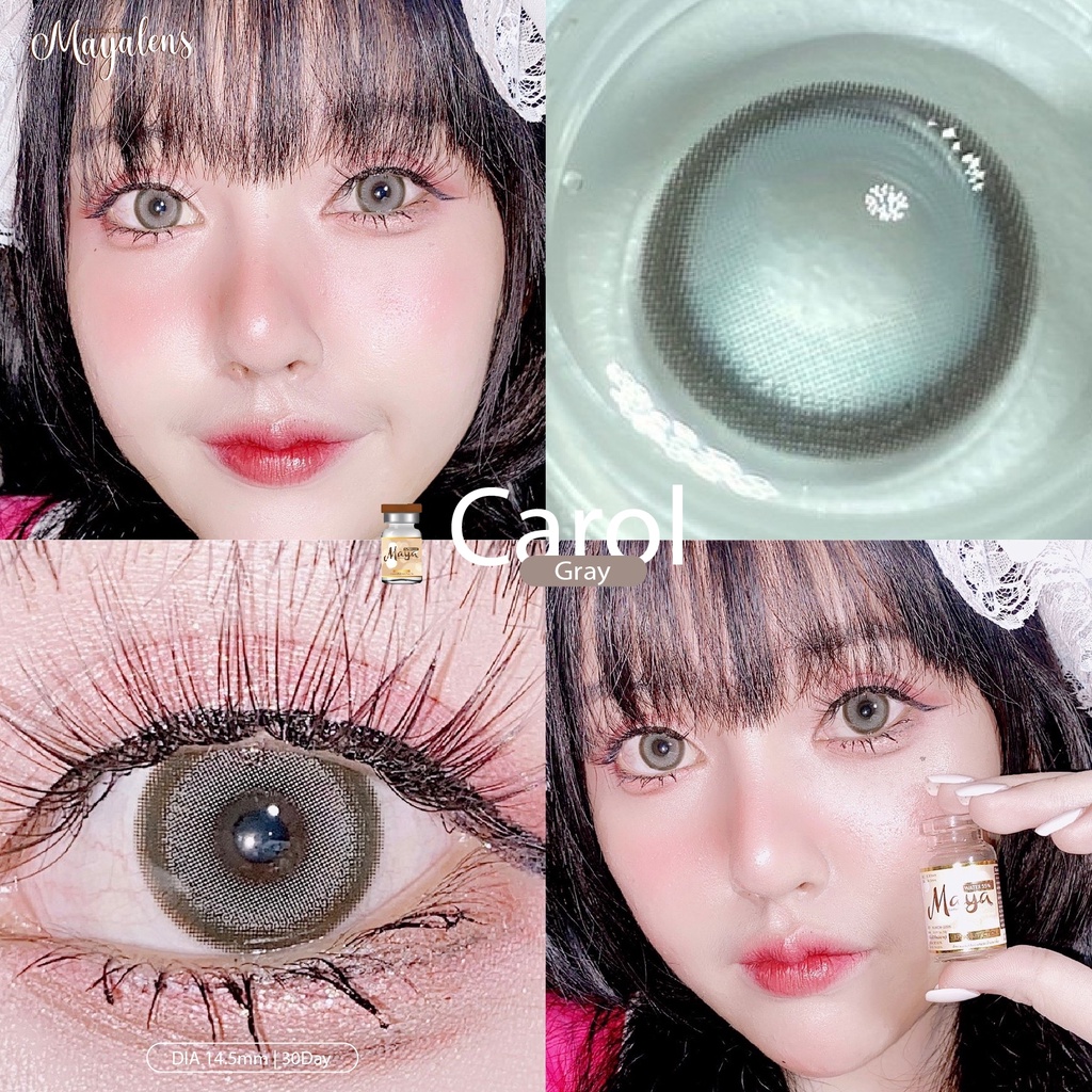 (ส่งเร็ว🚀) คอนแทคเลนส์ [Carol] สีเทา 14.5mm. ตาโต กรองแสงUV☀ ค่าอมน้ำสูง รายเดือน