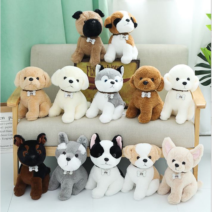 พร้อมส่ง ตุ๊กตาหมานั่ง มี12สายพันธุ์ ขนาด 22 cm.