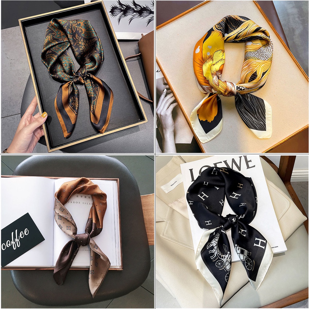 Aibins ผ้าพันคอ ผ้าเรยอน ทรงสี่เหลี่ยม ระบายอากาศ 27.55 นิ้ว 1 ชิ้น WJ1026