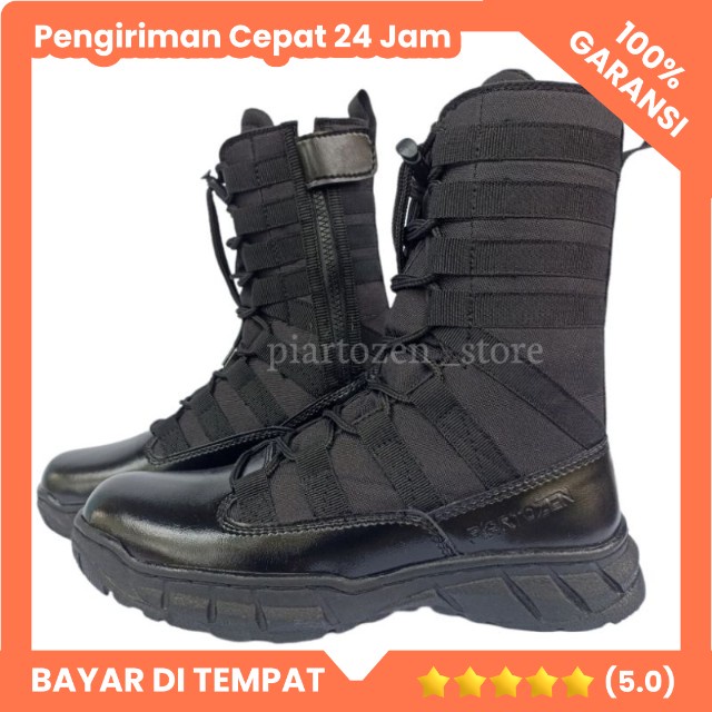 Hitam Pdl Webbing Ninja Shoes TNI/POLAR กระเป๋าซิป, การ์ดรักษาความปลอดภัย, สีดําด้าน, หนังสังเคราะห์ระดับพรีเมียม