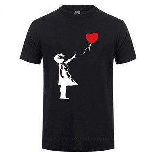 เสื้อยืดสีขาวผู้หญิง Yüzen balon adamlar Banksy Theres her zaman moda T gömlek erkekler için erkek kısa kollu O yaka pam