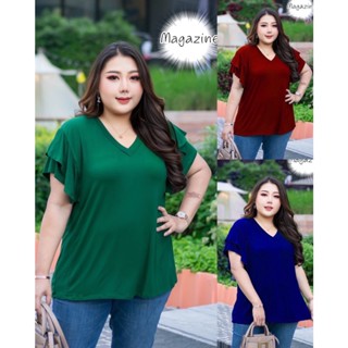 เสื้อยืดสาวอวบ แขนสั้น คอวี XL--5XL 🌸รหัส M85# (( Bigsize บิ้กไซร์ )) ผ้าเรย่อนเกรดA 📌ไซร์วัดจริง 52” 📌ยืดใด้สุด 60++